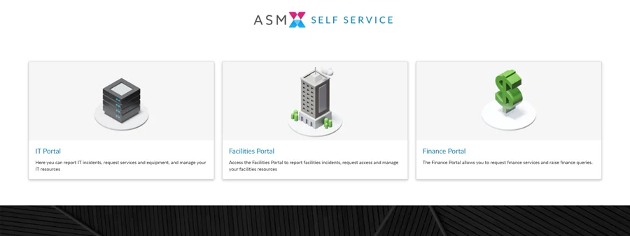The shared Landing Page, showing the portals a user is entitled to.