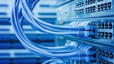 A server with ethernet cables