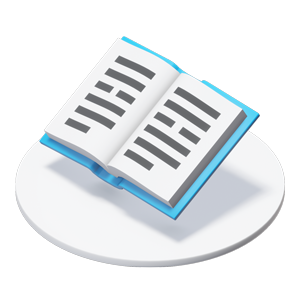 Graphic showing a blue book