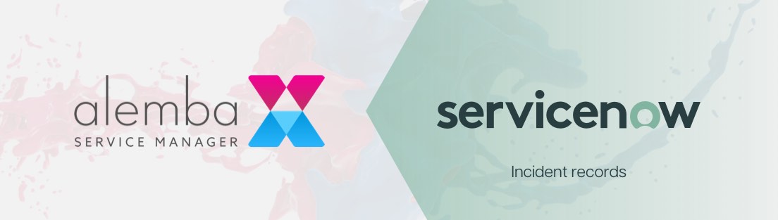 Graphic showing Alemba Service Manager connecting with ServiceNow Incident records