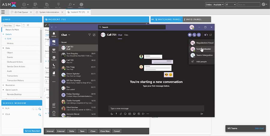Microsoft Teams integration screenshot