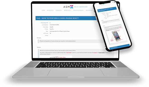 ASM knowledge articles on different devices