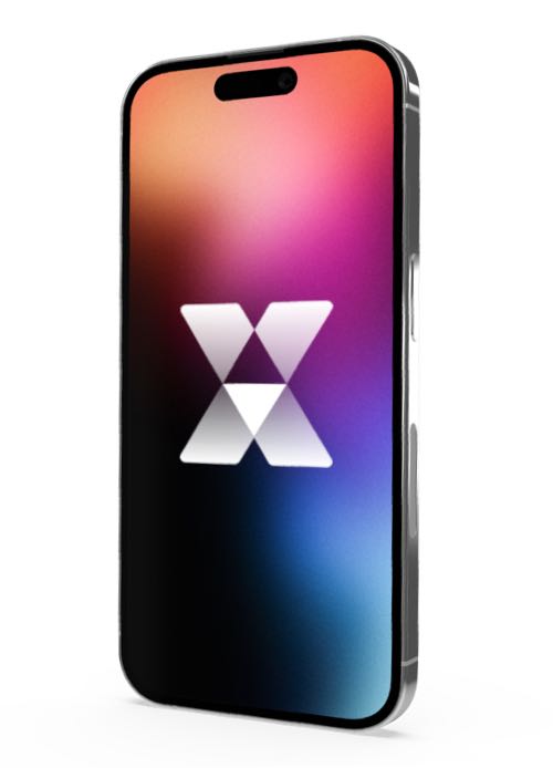 Mobile phone with Alemba logo showing on screen