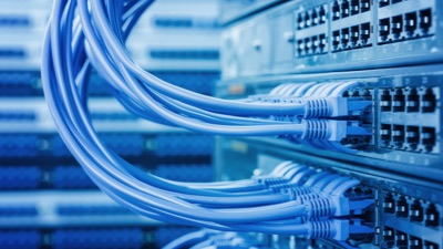 A server with ethernet cables